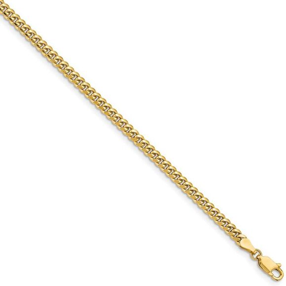 3.5mm 14k Yellow Gold Solid Miami Cuban (Curb) Chain Necklace, 24 Inch - Picture 1 of 5